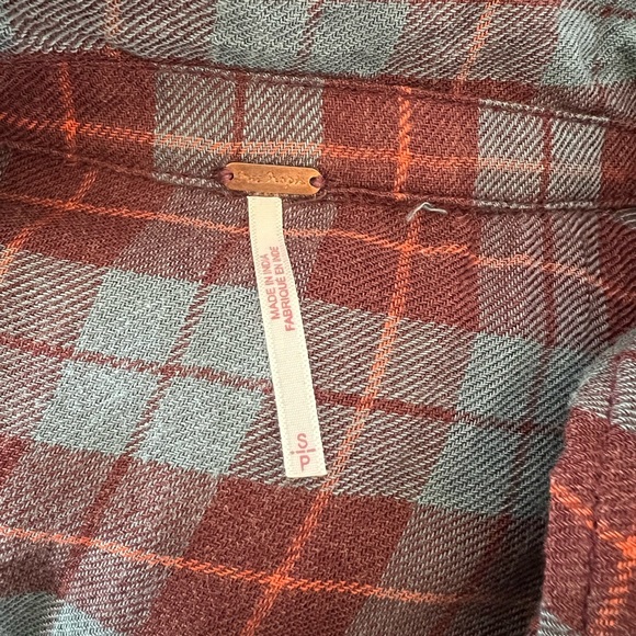 NWT Free People Gray and Red Oversized Button Down Shirt - Picture 6 of 10